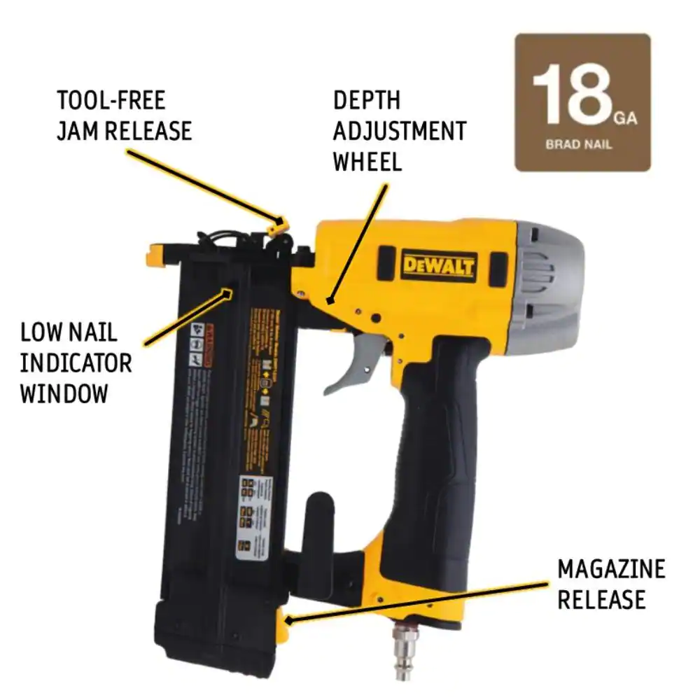 DEWALT 18-Gauge Pneumatic 2 in. Brad Nailer with Carrying Case