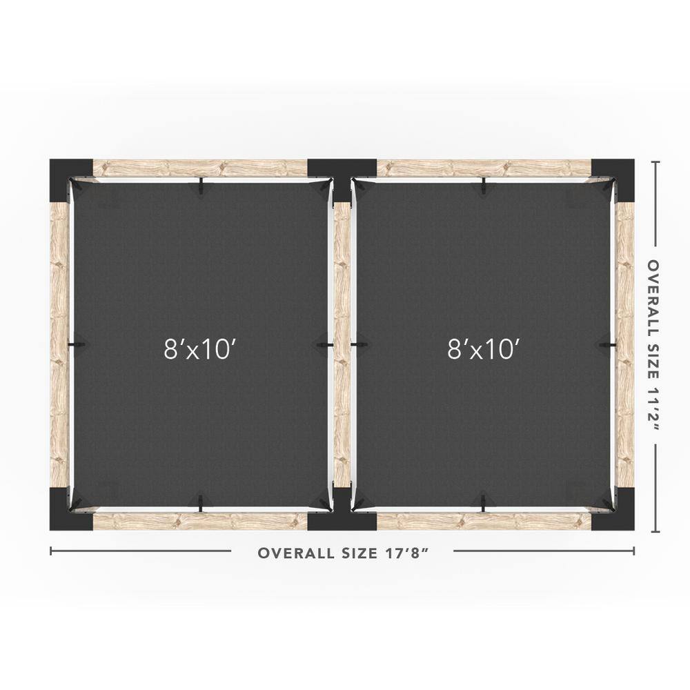 TOJA GRID 10 ft. L x 16 ft. W Double Pergola Kit with 2 Denim Shade Sails, for 6x6 Wood