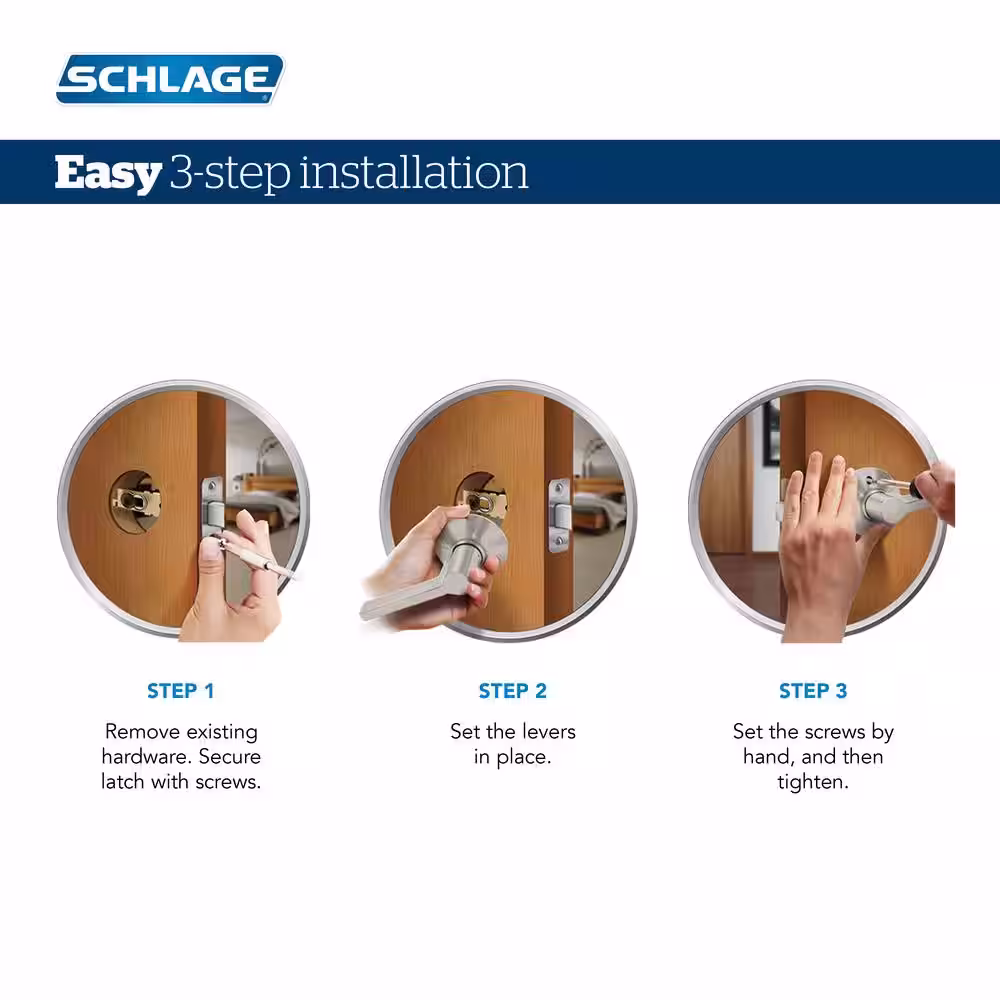 Schlage Latitude Satin Nickel Privacy Bed/Bath Door Handle with Collins Trim