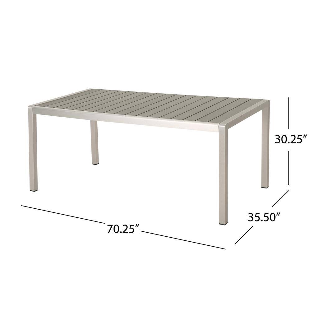 Noble House Cape Coral Silver 6-Piece Metal Rectangular Outdoor Dining Set