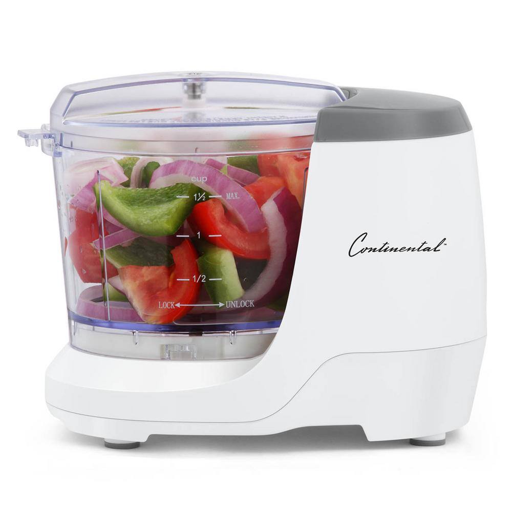 Continental Electric 1.5-Cup Electric Mini Food Chopper with Stainless Steel Blade , Interlocking Plastic Bowl