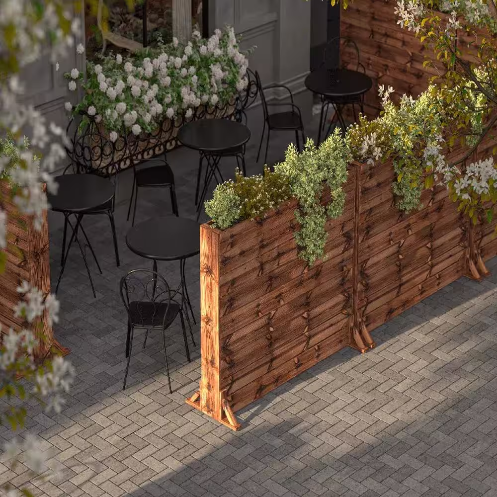 None 48 in. x 8 in. x 36 in. Solid Wood Mobile Planter Barrier in Unfinished Wood Color (Set of 3-Pack)
