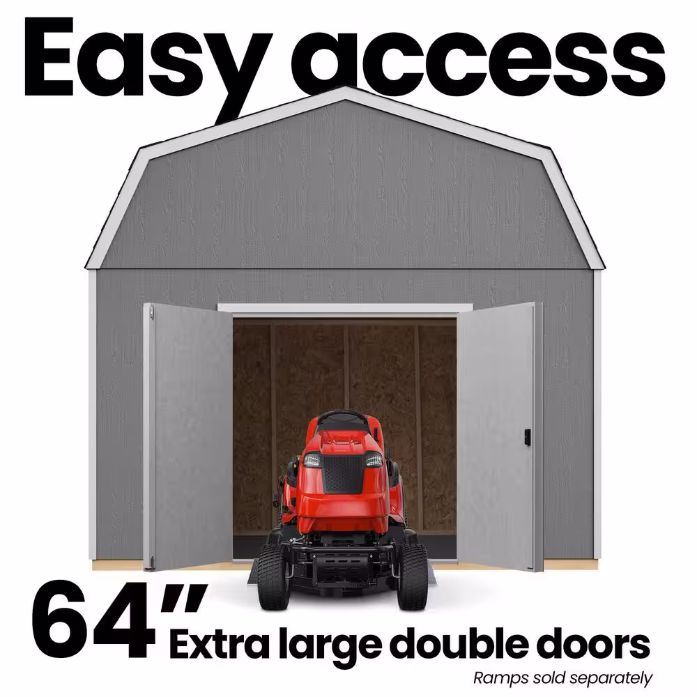 Handy Home Products Professionally Installed Hudson 12 ft. x 20 ft. Multi-Purpose Barn Style Wood Storage Shed- Brown Shingle (240 sq. ft.