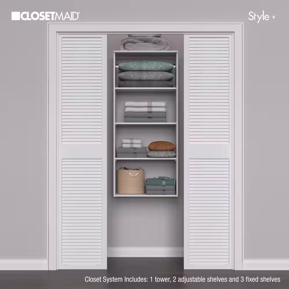 ClosetMaid Style+ 25 in. W White Hanging Wood Closet Tower