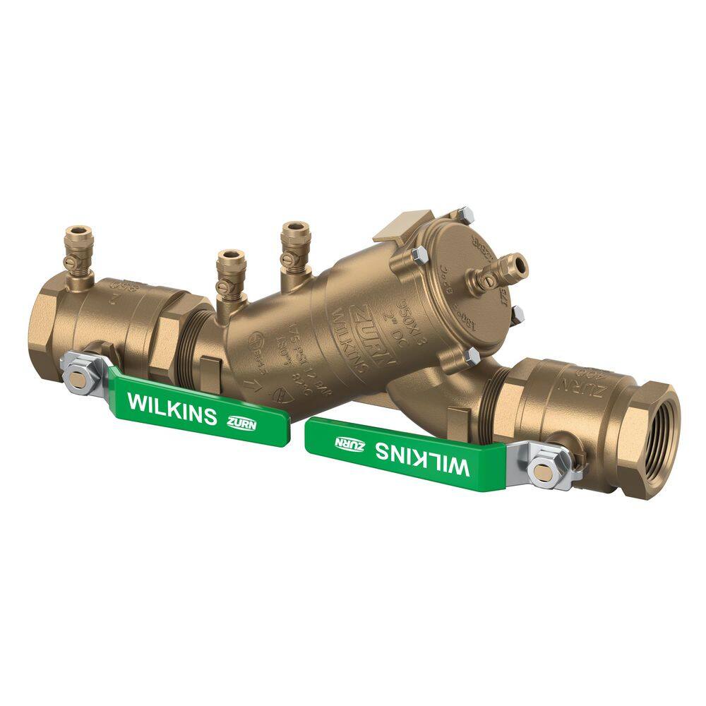 Wilkins 1-1/2 in. 950XL3 Double Check Backflow Preventer with Integral Male Flare SAE Test Fittings