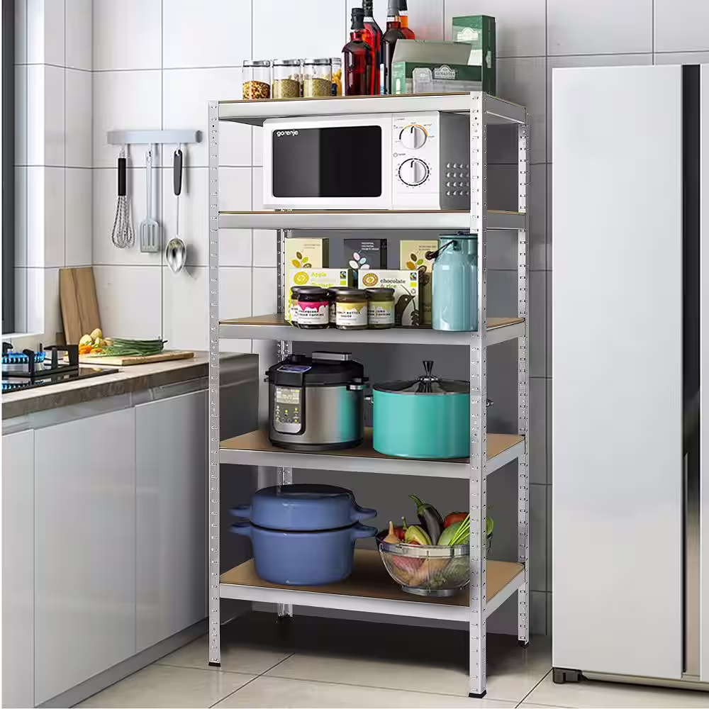 Costway 72'' Heavy Duty Steel 5 Level Garage Shelf Storage Adjustable Shelves Silver