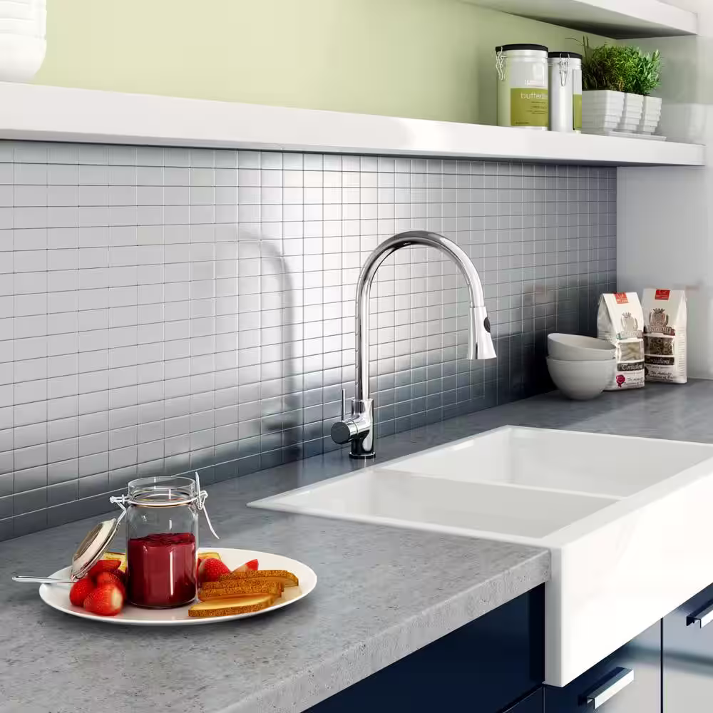 Inoxia SpeedTiles Subway Silver Stainless Steel 12.2 in. x 11.81 in. x 5mm Metal Peel and Stick Wall Mosaic Tile (6 sq. ft. / Case)