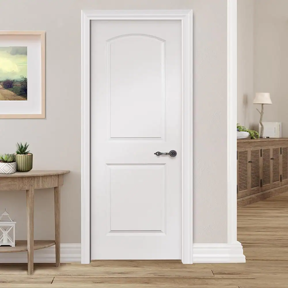 Steves & Sons 30 in. x 80 in. 2 Panel Roundtop Single Bore Solid Core White Primed Wood Interior Door Slab