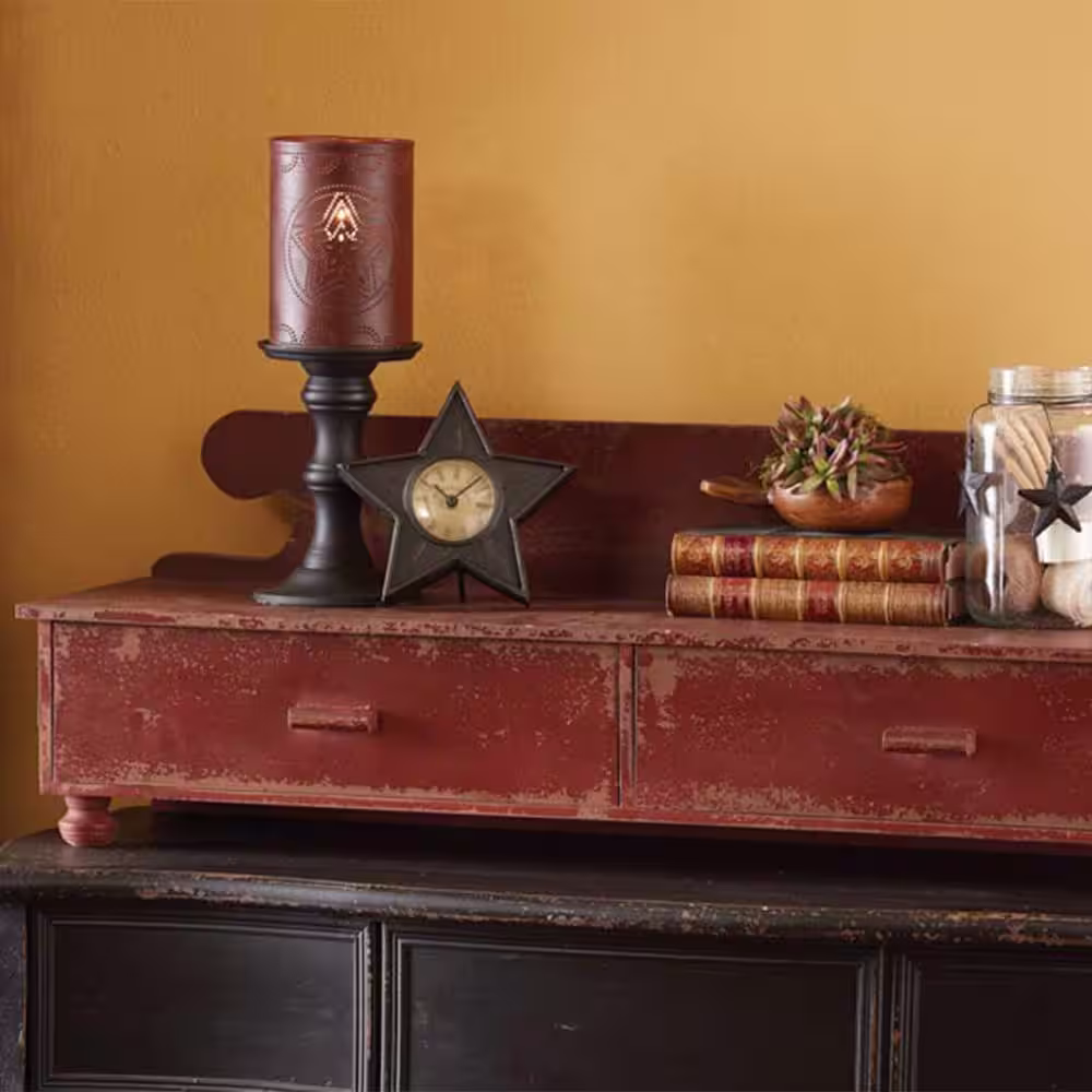 Park Designs Counter Aged Red Wood Shelf With 2 Drawers