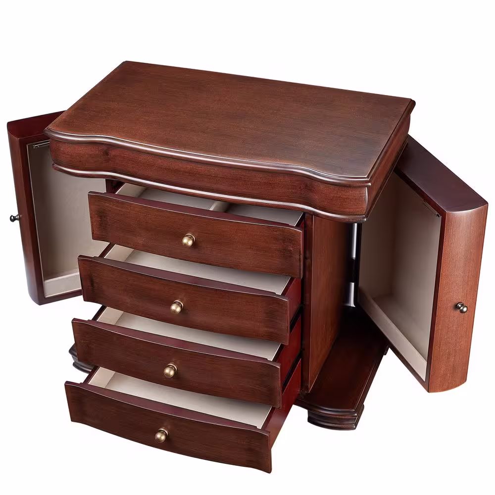 None Large Brushed Brown Jewelry Box