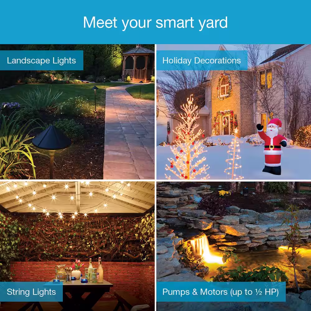 Lutron Caseta Weatherproof+ Outdoor Smart Plug with Pico Remote for Landscape/String Lights, 15A On/Off, Black (P-PKG1OUT-BL)