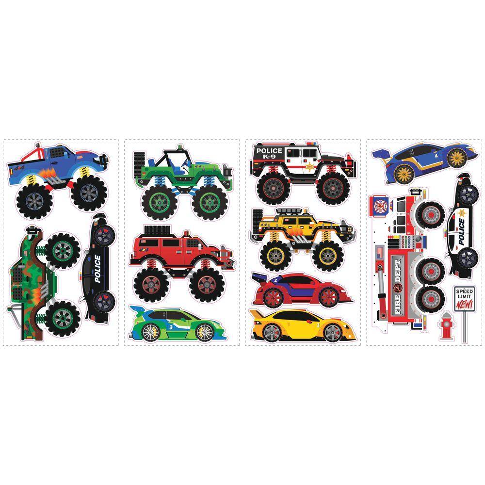 York Wallcoverings 5 in. x 11.5 in. New Speed Limit Trucks Peel and Stick Wall Decals