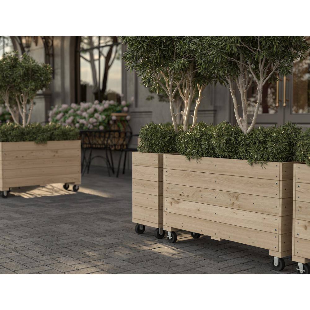 Ejoy 40 in. x 12 in. x 32in. Solid Wood Mobile Planter Barrier (Set of 3-Pack)