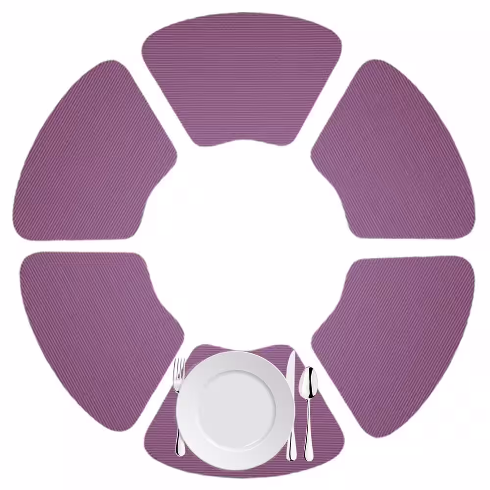 Kraftware Fishnet 19 in. x 13 in. Purple PVC Covered Jute Wedge Placemat (Set of 6)
