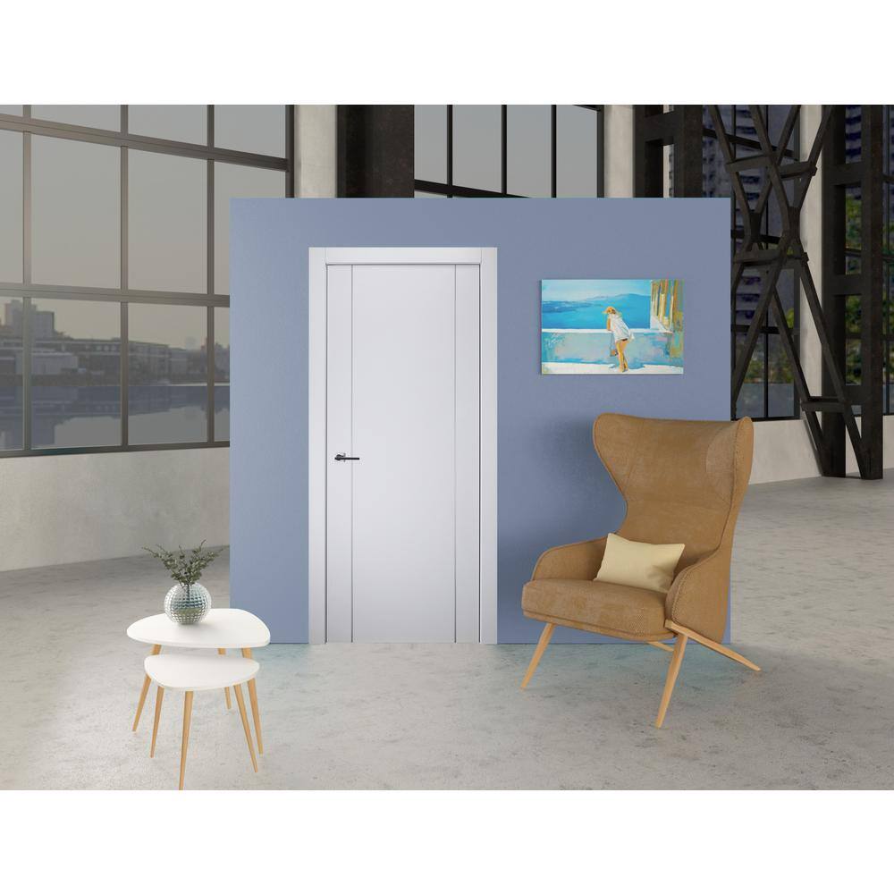 Belldinni Stella 2U 36 in. x 80 in. Left-Handed Solid Core Snow White Wood Composite Single Prehung Interior Door