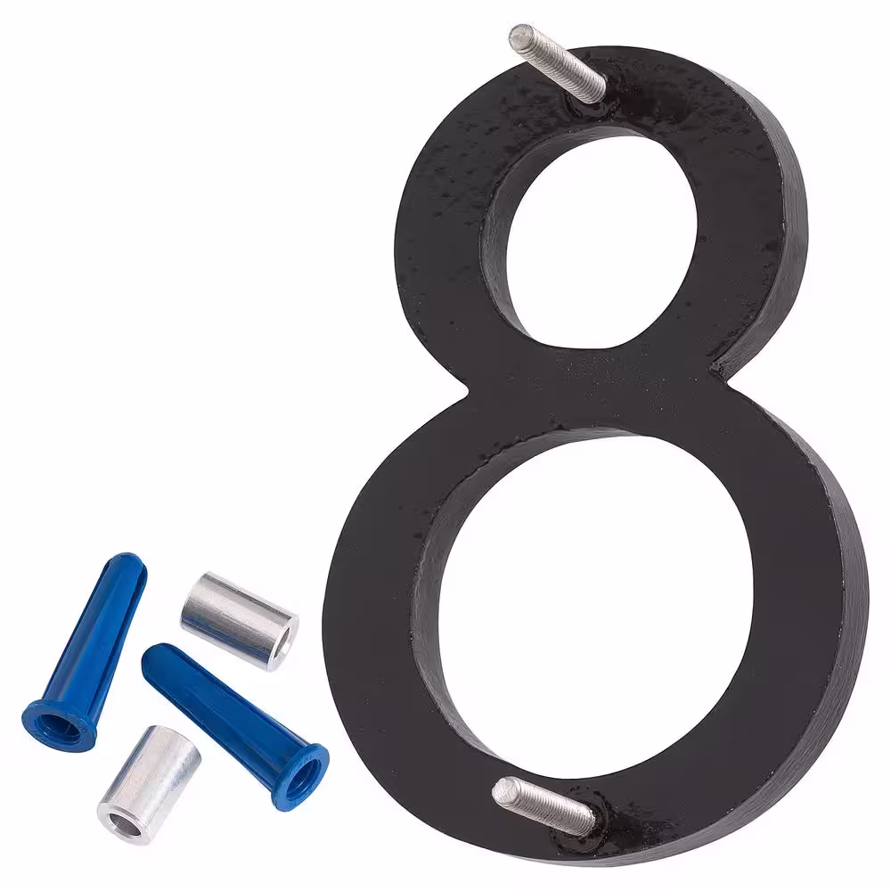 Montague Metal Products 4 in. Black Aluminum Floating or Flat Modern House Number 8