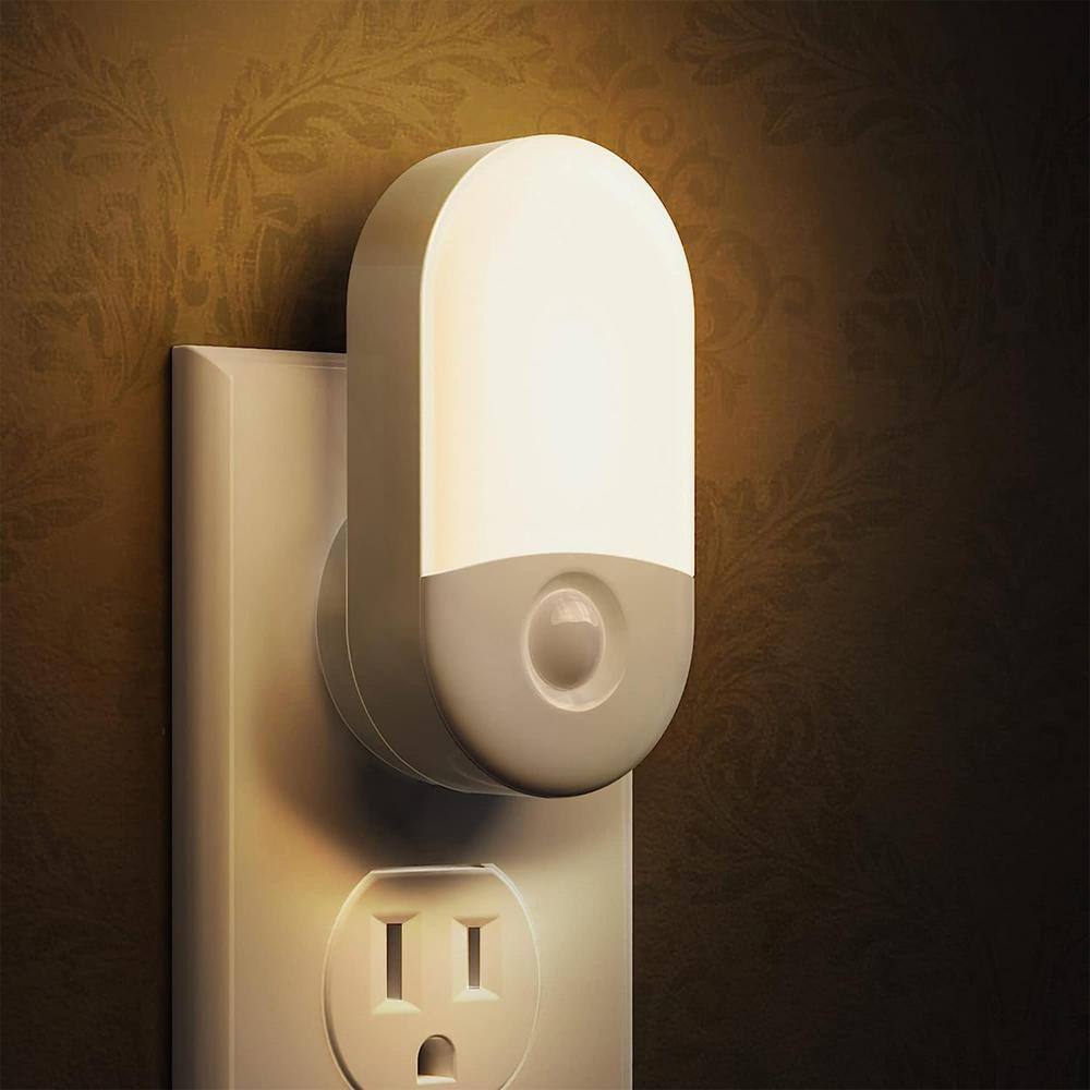 YANSUN 0.6-Watt Dusk to Dawn Dimmable 30/60Lumens Adjustable Brightness Integrated LED Night Light for Kid Room 3000K (2-Pack)