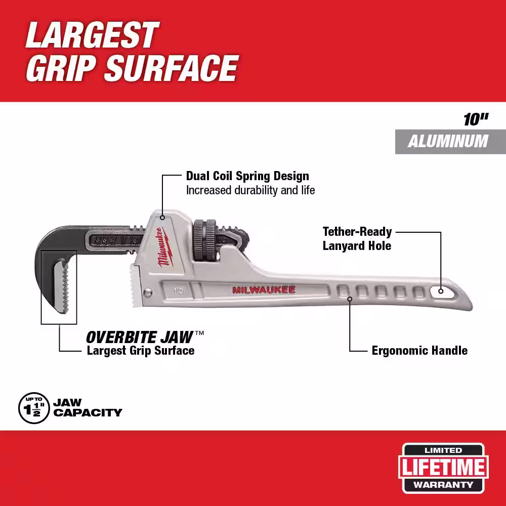 Milwaukee 10 in. Aluminum Pipe Wrench