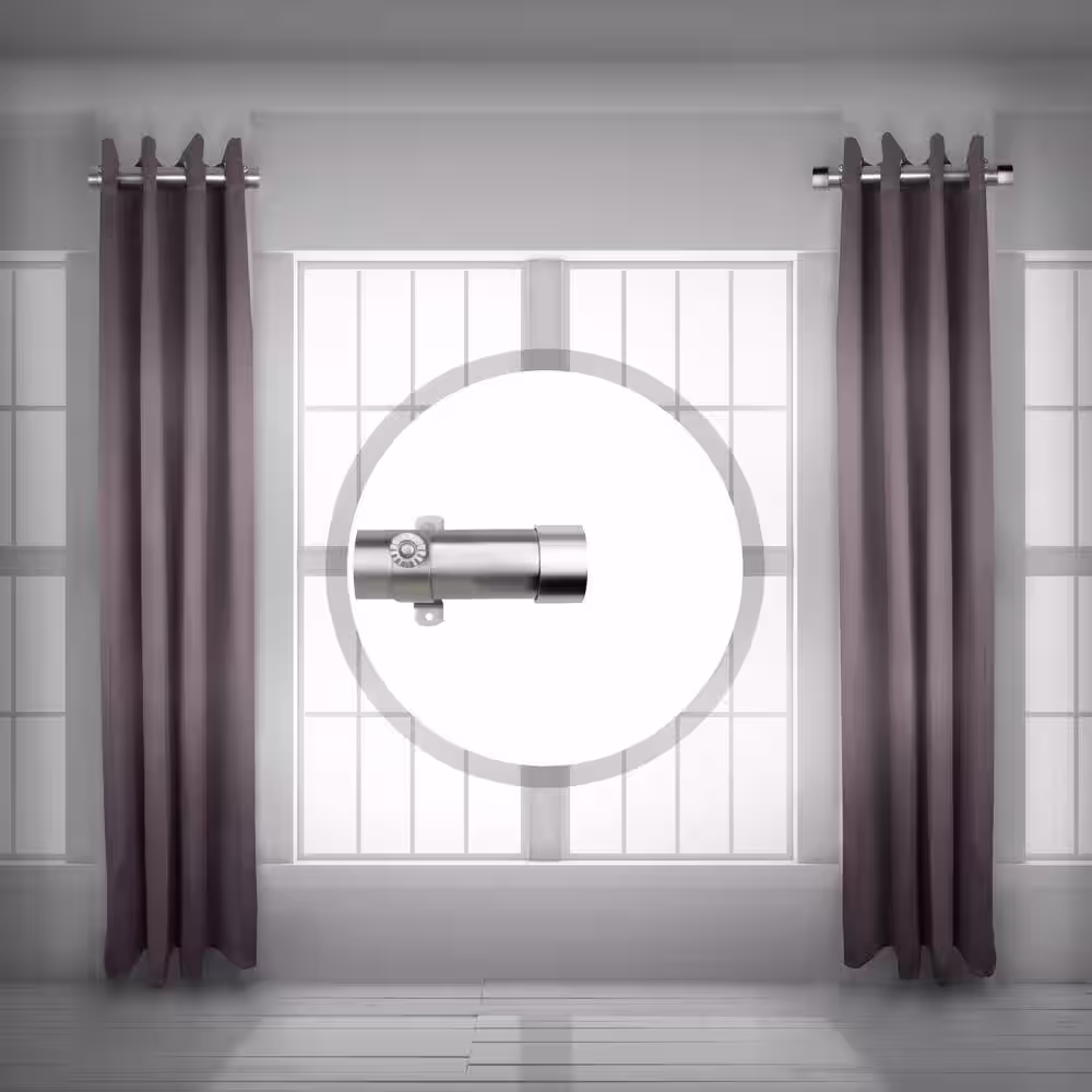 Rod Desyne 12 in. - 20 in. Single Curtain Rod in Satin Nickel with Finial