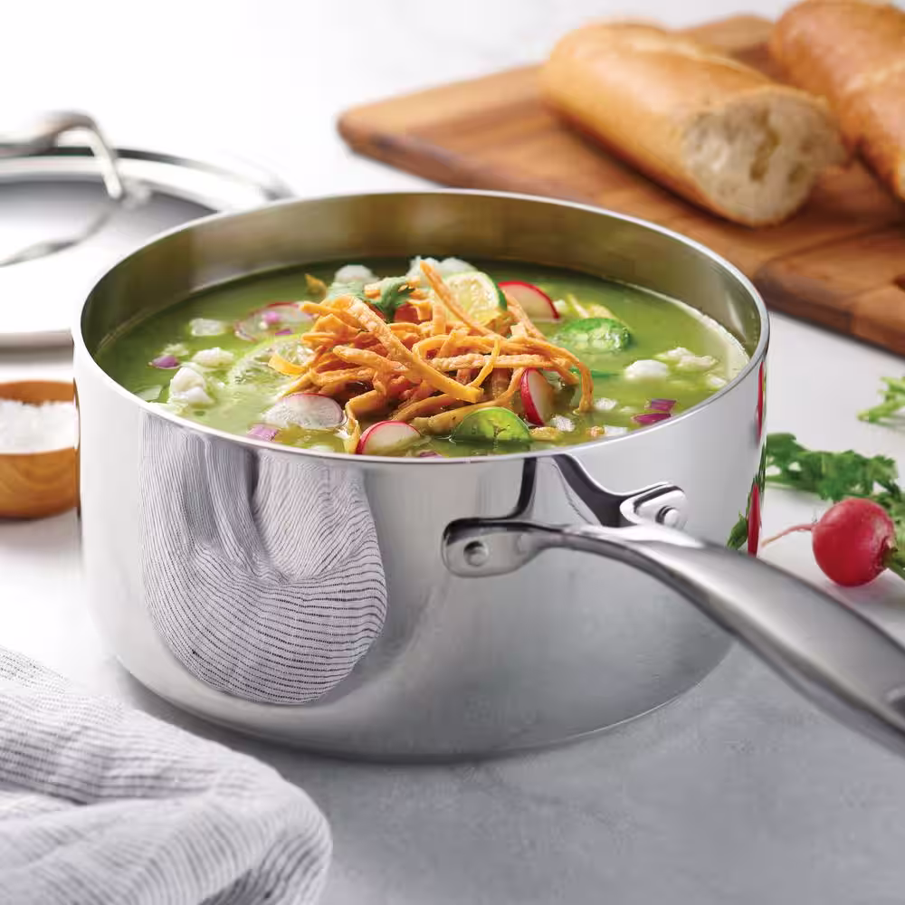 Tramontina Gourmet Tri-Ply Clad 3 qt. Stainless Steel Sauce Pan with Lid
