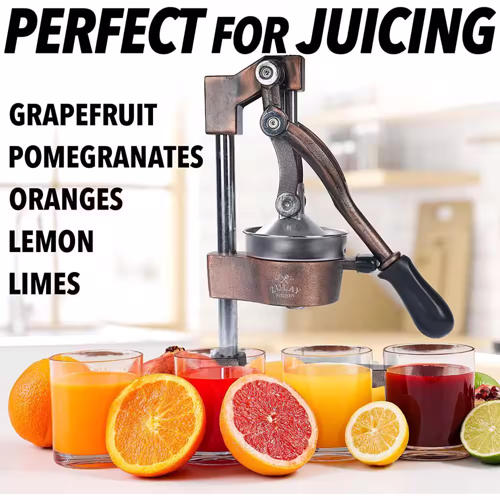 Zulay Kitchen Cast-Iron and Stainless Steel Copper Manual Citrus Juicer