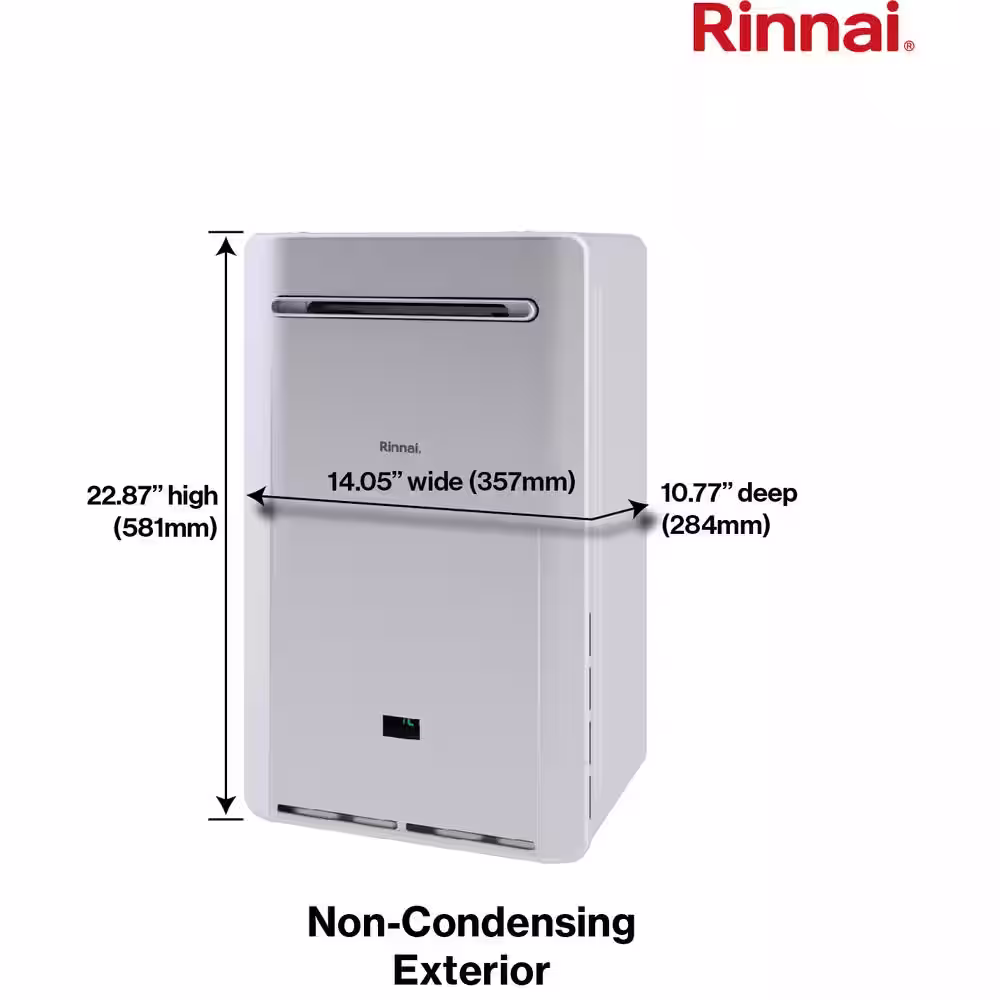 Rinnai High Efficiency Non-Condensing Smart-Circ 7.9 GPM Residential 199,000 BTU Exterior Natural Gas Tankless Water Heater