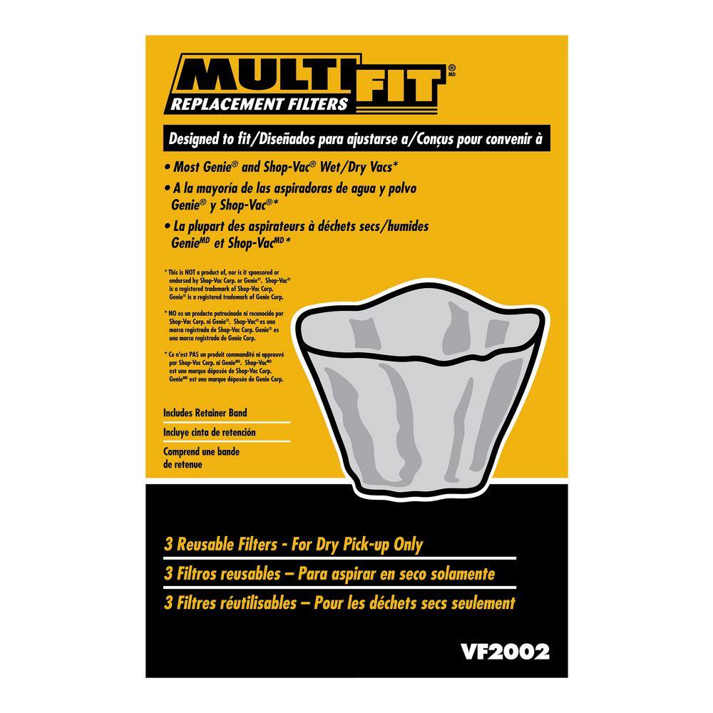 MULTI FIT Disposable Dry Pick-up Only Wet/Dry Vac Disc Filter with Retainer Band for Select Shop-Vac Brand Shop Vacuums (36-Pack)