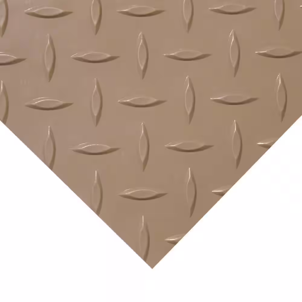 Rubber-Cal Diamond-Plate Metallic 4 ft. x 25 ft. Beige PVC Flooring (100 sq. ft.)