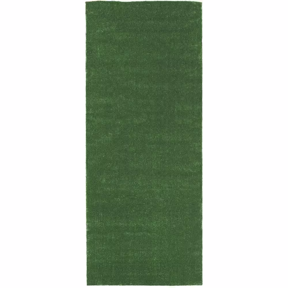 Sweet Home Stores Meadowland Collection Waterproof Solid Indoor/Outdoor 7 ft. x 23 ft. Green Artificial Grass Runner Rug