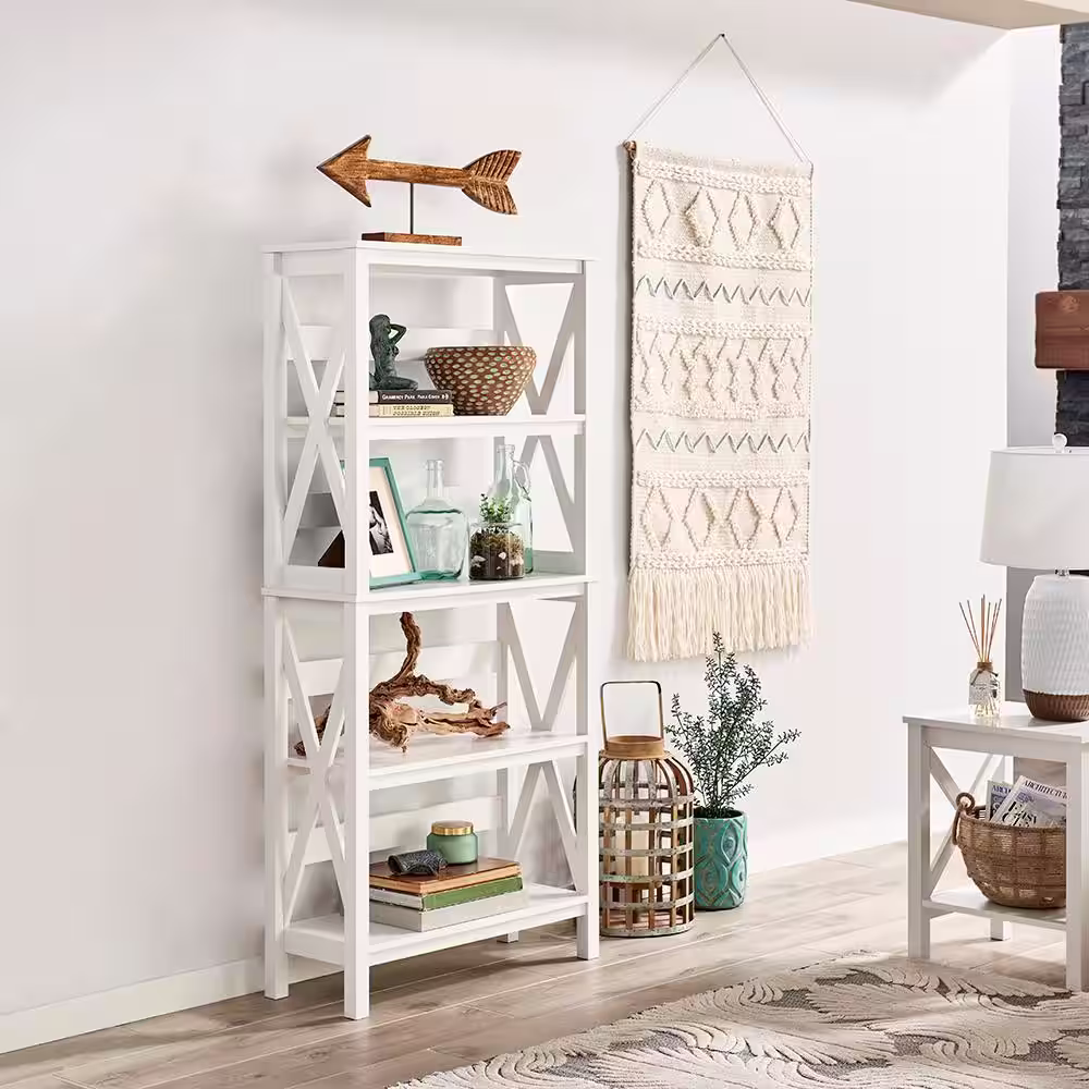 ClosetMaid X-Frame 5-Tier 63.4 in. H x 30 in. W 11.8 in. D Laminated Wood Bookshelf Shelving Unit in White
