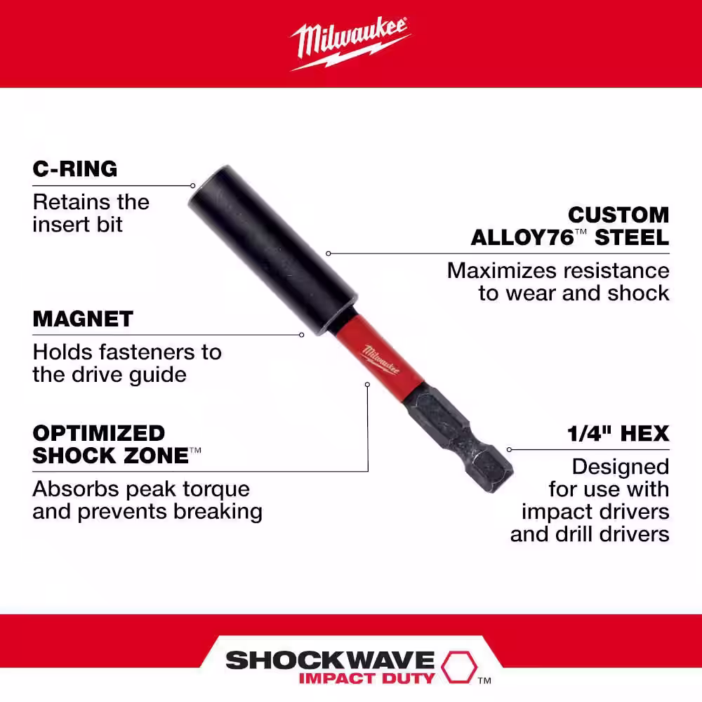 Milwaukee SHOCKWAVE Impact Duty 3 in. Magnetic Bit Holder