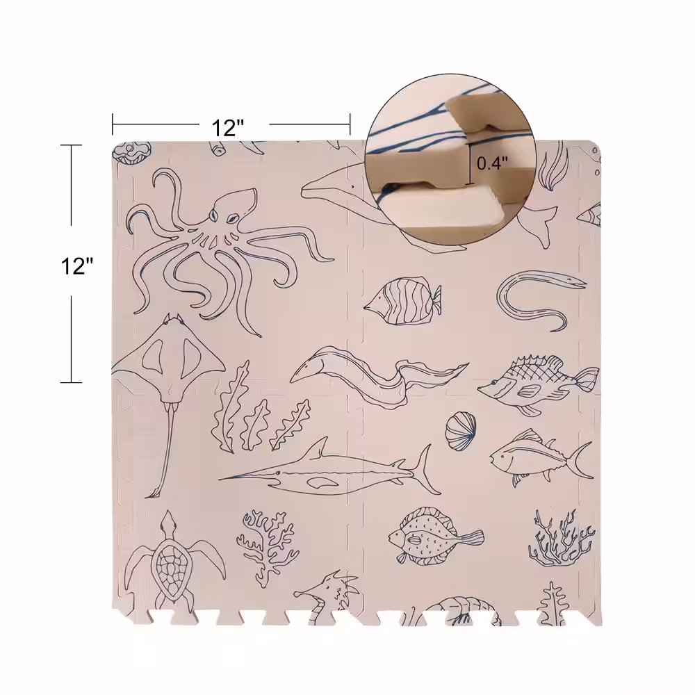 None 12 in. x 12 in. x 0.4 in. Stick Figure EVA Interlocking Foam Floor Mat Exercise Protect Flooring (16-Tiles) (16 sq. ft.)