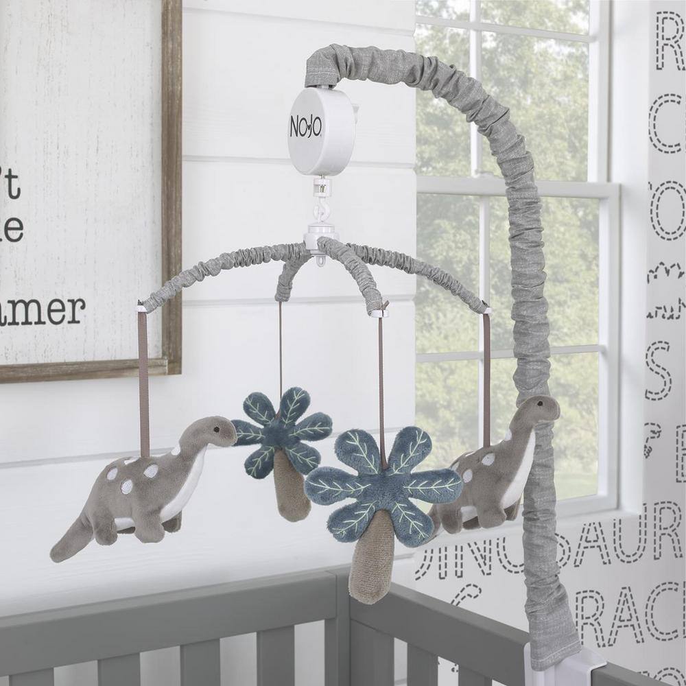 NoJo Baby-Saurus Gray Brontosaurus and Palm Tree Musical Mobile