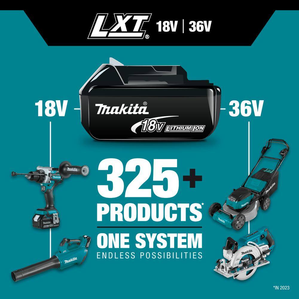 Makita 18V LXT Lithium-Ion Battery and Rapid Optimum Charger Starter Pack (5.0Ah) with bonus 18V LXT Brushless Cordless Jig Saw