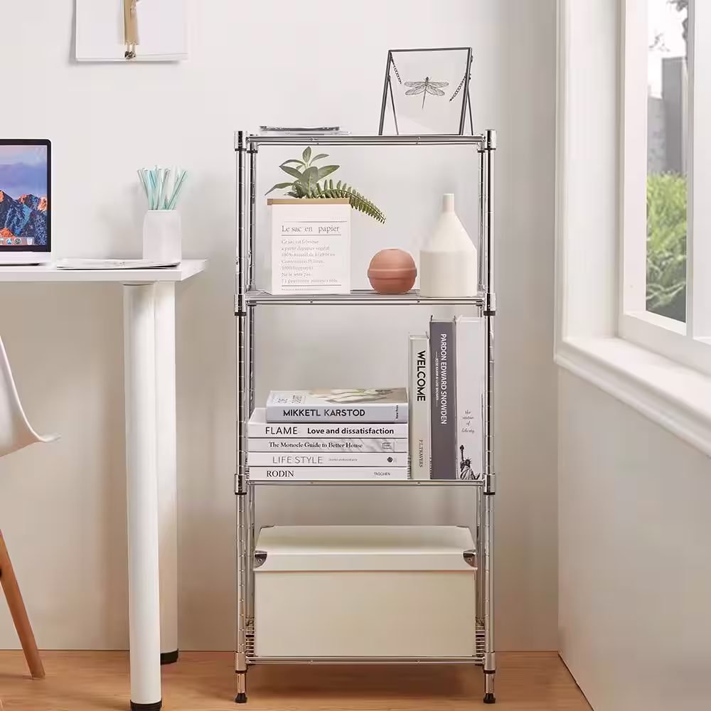 mzg 4-Tier Chorme Wire Shelving Unit (12 in. D x 18 in. W x 39 in. H)