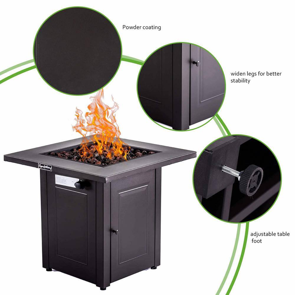 None 28 in. 50000 BTU Metal Propane Fire Pit Table (Brown)