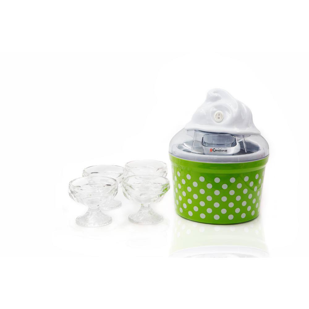 Euro Cuisine Electric 1.5 Qt. Ice Cream Maker with 4 Glass Cups Green