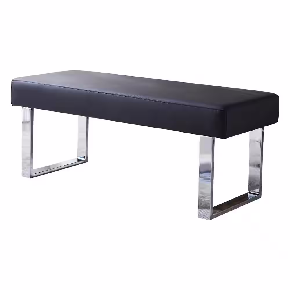 None Modern Black Dining Bench Backless with Metal Legs 45.2 in. (Black)
