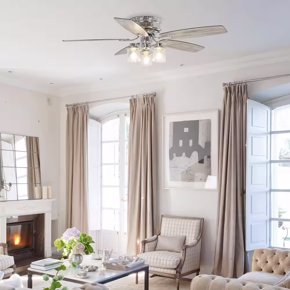 matrix decor 52 in. Indoor Silver Flushed Mounted Ceiling Fan with Light and Remote Control