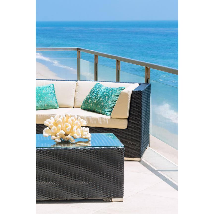 Ohana Depot Black 9-Piece Wicker Patio Combo Conversation Set with Sunbrella Natural Cushions