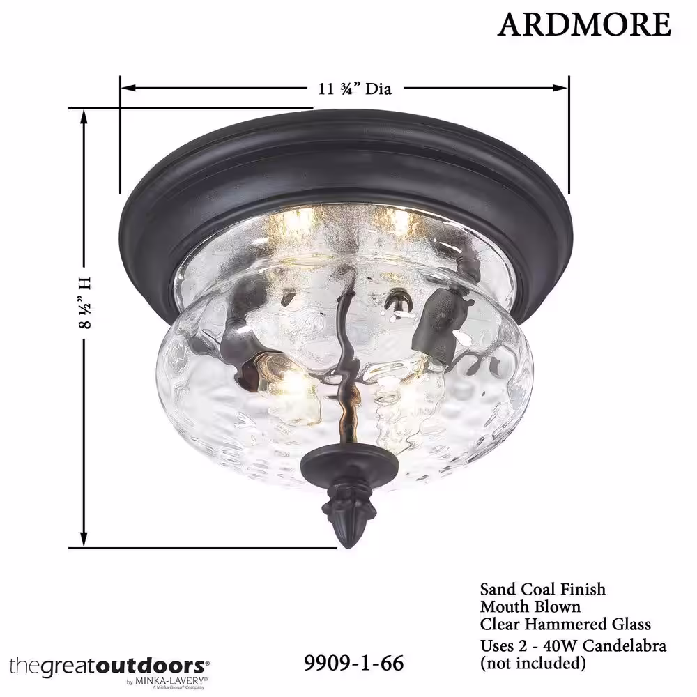 the great outdoors by Minka Lavery Ardmore 2-Light Black Outdoor Flushmount
