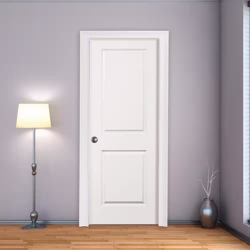 Steves & Sons 30 in. x 80 in. 2 Panel Squaretop Single Bore Solid Core White Primed Molded Interior Door Slab