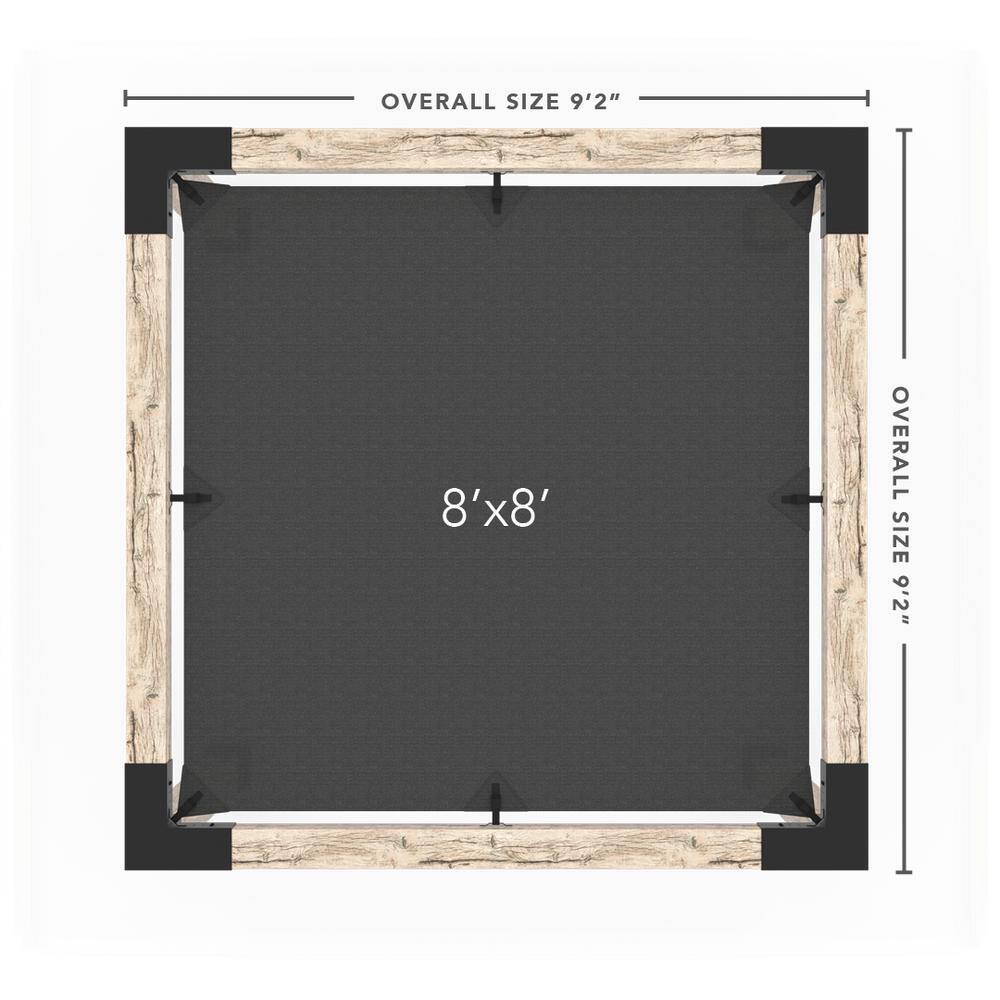 TOJA GRID 8 ft. L x 8 ft. W Pergola Kit with Denim Shade Sail, 6x6 Wood