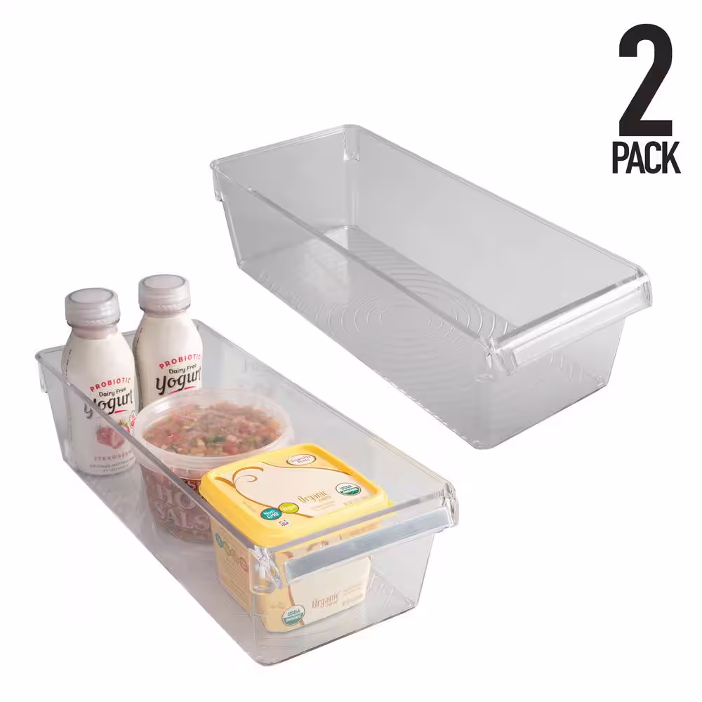 Kitchen Details 2 Pack Slim Refrigerator Storage Bins