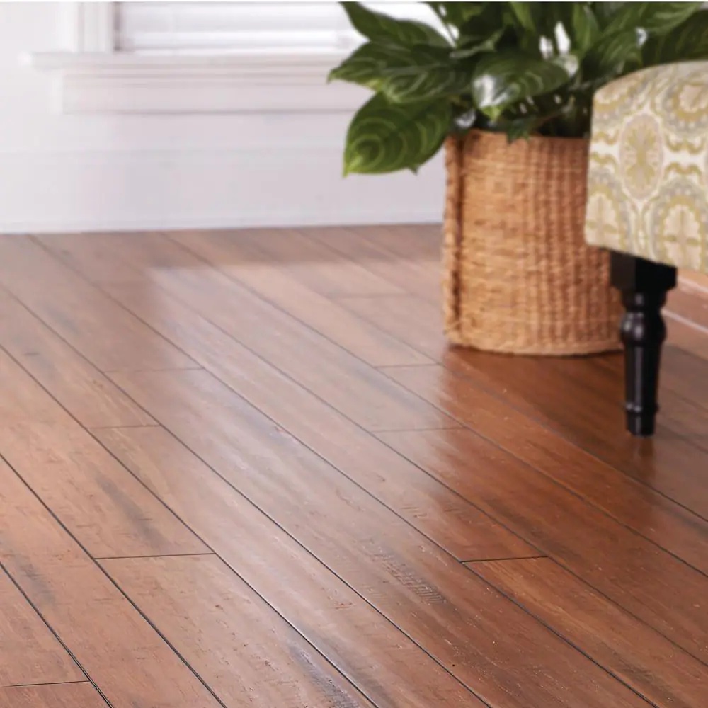 Home Decorators Collection Dark Honey 1/2 in. T x 5.1 in. W Distressed Strand Woven Engineered Bamboo Flooring (21.9 sqft/case)