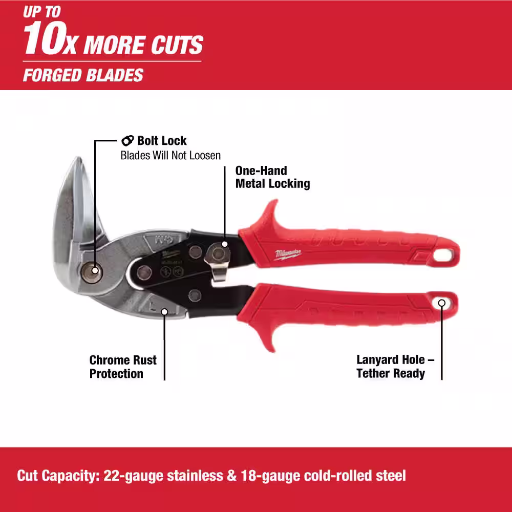 Milwaukee 9 in. Left-Cut Right Angle Aviation Snips