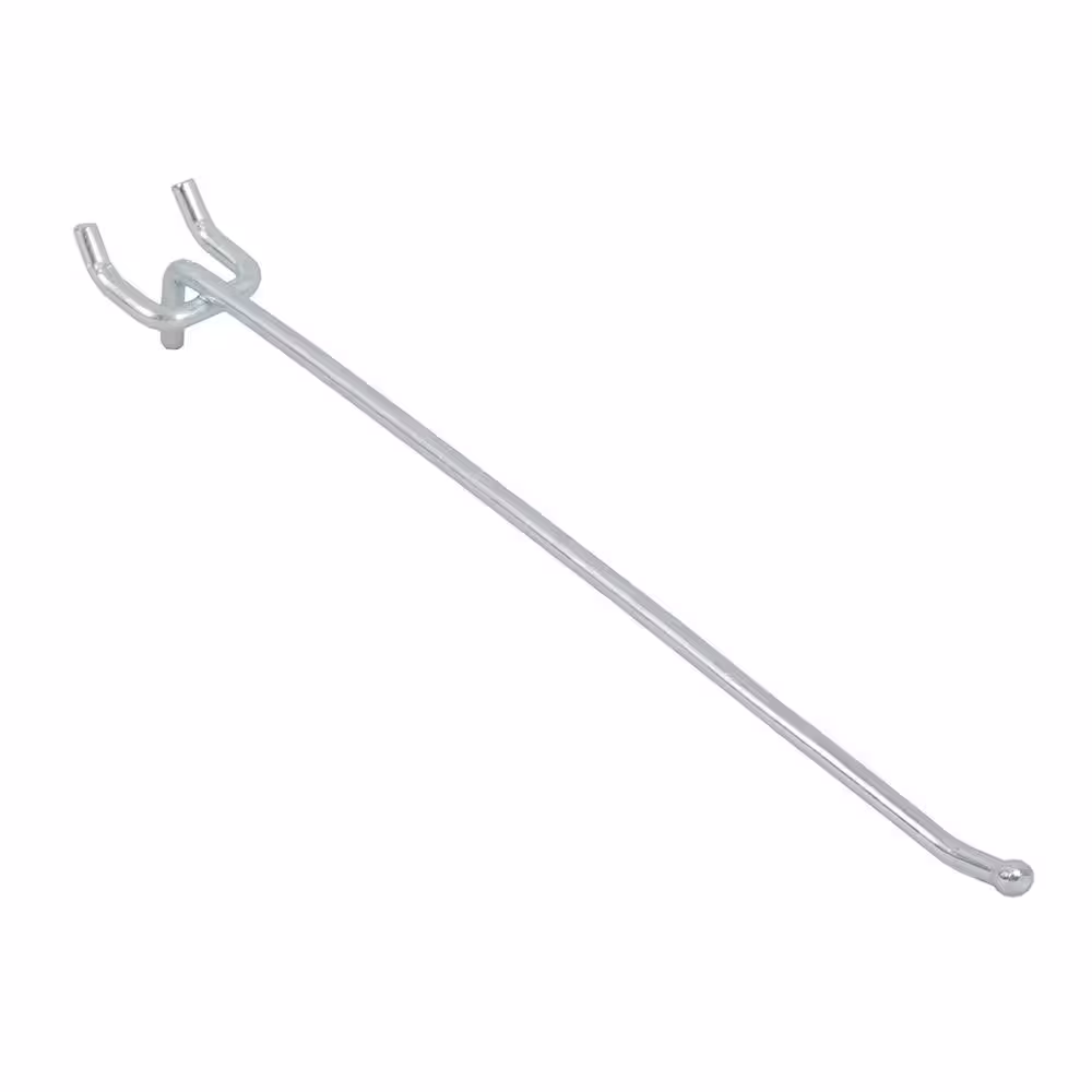 Everbilt 10 in. x 1/4 in. Zinc-Plated Steel Straight Pegboards Hooks (12-Pack)