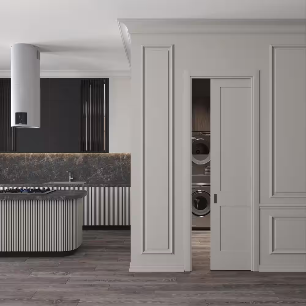 None 36 in. x 96 in. Double Panel Solid Core Composite Wood Primed Smooth Texture Interior Door Slab