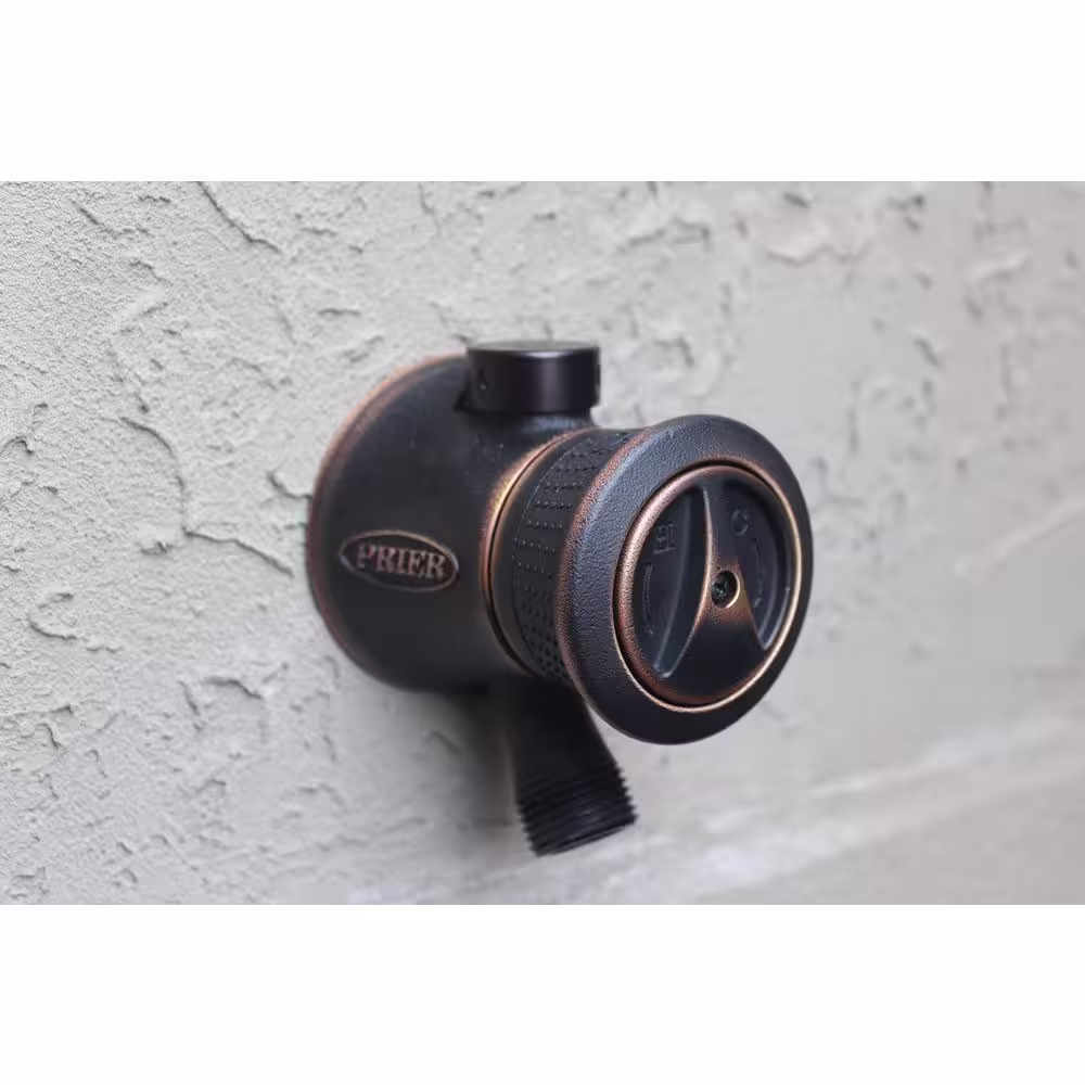 Prier Products 12 in. Single Handle Hot and Cold Mixing Hydrant Valve in Oil Rubbed Bronze 1/2 in. Plain Copper Ends