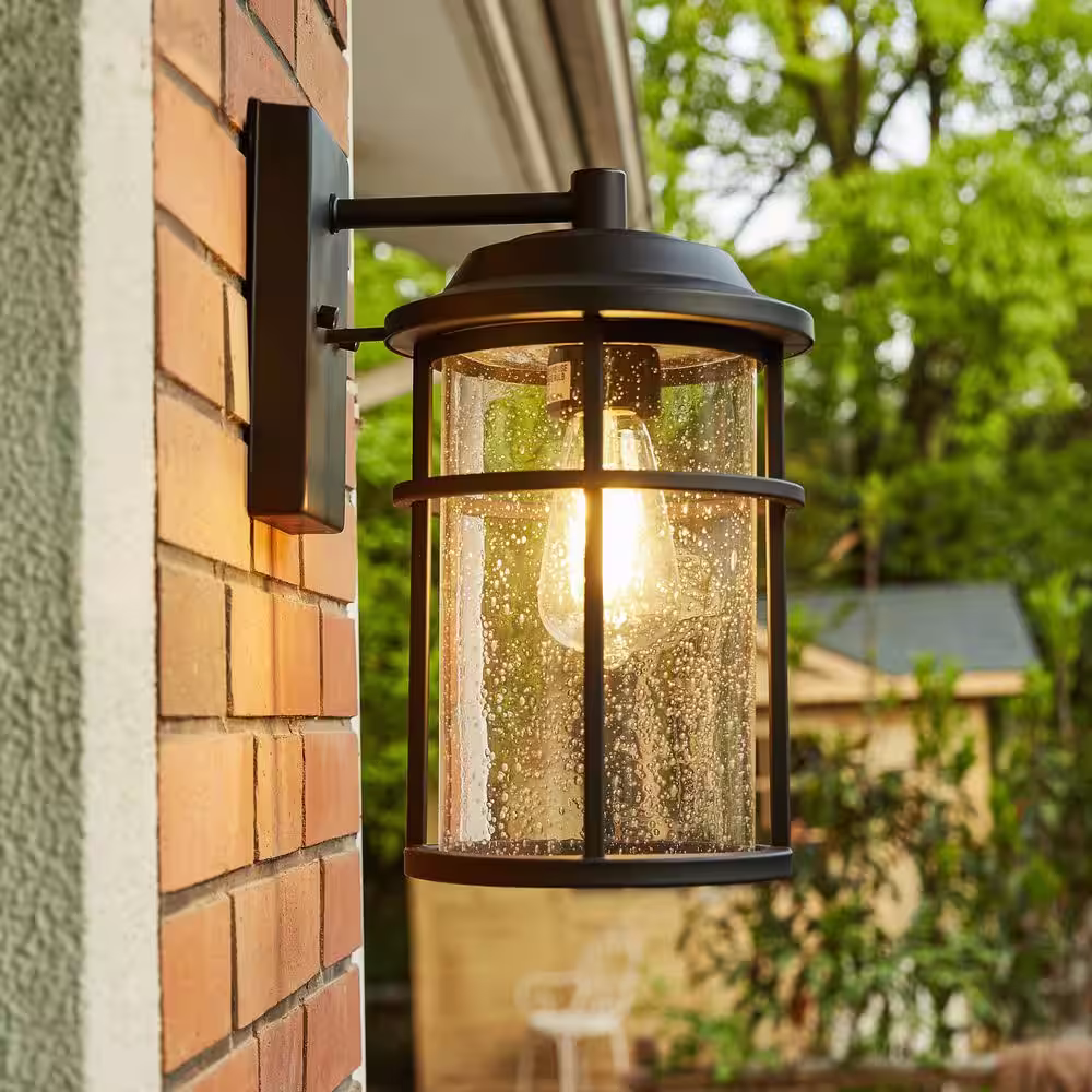 Pia Ricco 1- Light Matte Black Outdoor Wall Lantern Sconce